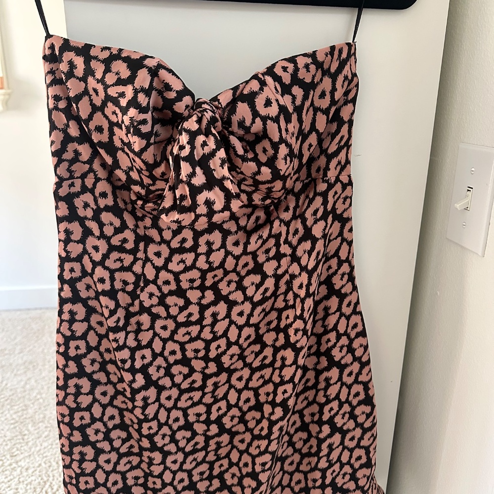 Lulus Castelo Black and Mauve Satin Leopard Print Dress - Picture 3 of 9